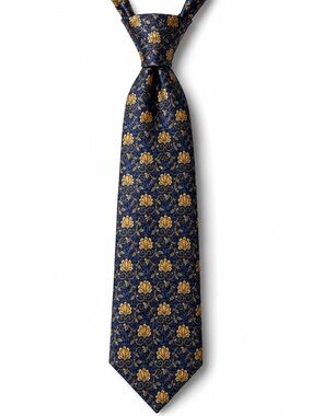 Robert Talbott Navy and Gold Floral Silk Tie